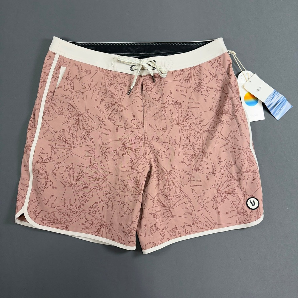 Vuori Cruise NWT Boardshorts Zin Rose Water Lily Swim Trunks Men's 34
